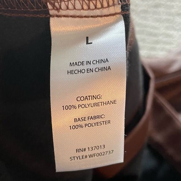 NWOT Wildfox Princess Seams Split Hem Faux Leather Pants in Brown Size L - Picture 8 of 11